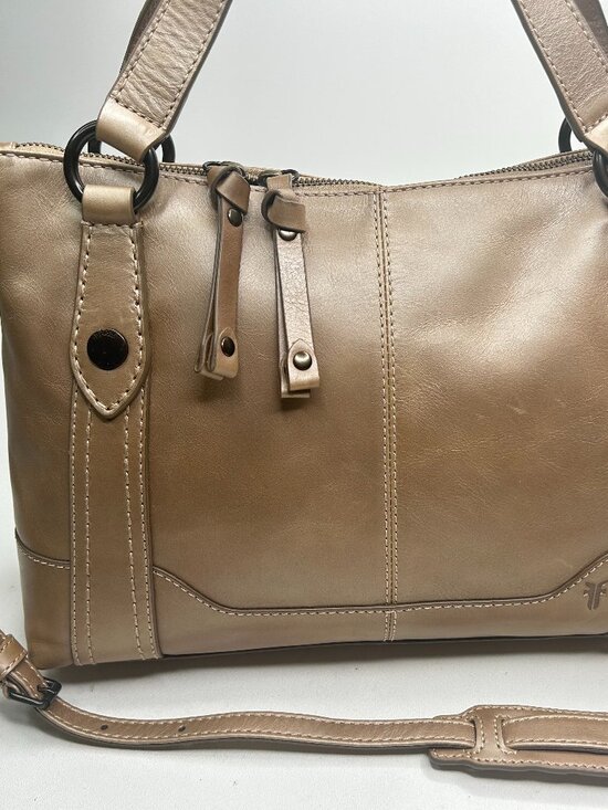 Frye Handbags - FRYE Melissa Medium Satchel w/ Detachable Crossbody Strap Light Bronze Leather C